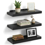 Ράφια Τοίχου Relaxdays 3 x Wall Shelves για Διακοσμητικά / Βιβλία / Μπαχαρικά 3 Τεμάχια 50cm - Black (10052695_8216)