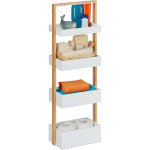 Ραφιέρα Μπάνιου Relaxdays Bathroom Shelf with 4 Shelves από Μπαμπού με 4 Ράφια 88 x 30 x 18 cm - Natural / White (10031461)