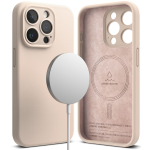 Ringke Silicone Magnetic - Ανθεκτική MagSafe Θήκη Σιλικόνης - Apple iPhone 15 Pro Max - Pink Sand (8809919307130)
