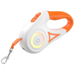Rojeco Tough Light Retratractable Dog Leash - Αυτόματο Πτυσσόμενο Λουρί / Οδηγός Σκύλου με Φωτισμό RGB & Φακό LED - 5m - White / Orange (6975116293001)