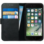 Rosso Deluxe Δερμάτινη Θήκη Πορτοφόλι Apple iPhone SE 2022 / 2020 / 8 / 7 - Black (8719246112744) 