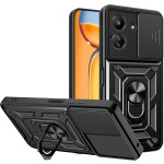 Spacecase Camring - Ανθεκτική Θήκη Xiaomi Redmi 13C 4G / Poco C65 με Κάλυμμα για την Κάμερα & Μεταλλικό Ring Holder - Black (5905719105952)