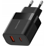 Spacecase SC001B Dual Port USB Charger - Ταχυφορτιστής Ταξιδιού / Αντάπτορας με 1 x USB-A / 1 x Type-C - 20W - Black (5905719105143)
