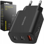 Spacecase SC003B 3-Port Quick USB Charger - Ταχυφορτιστής Ταξιδιού / Αντάπτορας με 1 x USB-A / 2 x Type-C - 30W - Black (5905719109219)