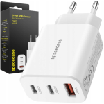 Spacecase SC004W 3-Port Quick USB Charger - Ταχυφορτιστής Ταξιδιού / Αντάπτορας με 1 x USB-A / 2 x Type-C - 30W - White (5905719109226)