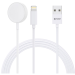 Tech-Protect Ultraboost 2in1 Magnetic Cable - Μαγνητικός Ασύρματος Φορτιστής USB-A σε Apple Watch / Lightning - 2.5W - 2.4A - 150cm - White (9490713932780)