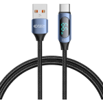 Tech-Protect Ultraboost LED Cable - Καλώδιο Φόρτισης και Μεταφοράς Δεδομένων USB-A σε Type-C με Ψηφιακή Οθόνη LED - 100cm - 66W - 6A - Blue (5906203690671)