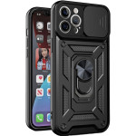 Techsuit CamShield - Ανθεκτική Θήκη με Κάλυμμα για την Κάμερα & Μεταλλικό Ring Holder - Apple iPhone 12 Pro Max - Black (5949419070417)