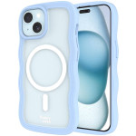 Θήκη iPhone 15 / 14 / 13 HappyCase Wavy Διάφανη Σκληρή με MagSafe & TPU Bumper - Blue (8719246471476)