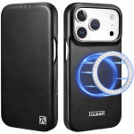 Θήκη iPhone 17 Pro iCarer Curved Edge Leather Folio with Magsafe Δερμάτινη Flip με MagSafe - Black (KJIP17250701-BK)