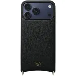 Θήκη iPhone 17 Pro Max Avy Case with Cord Hooks Δερμάτινη με MagSafe & Υποδοχές για Λουράκι - Leather Black (8719246502927)