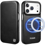 Θήκη iPhone 17 Pro Max iCarer Curved Edge Leather Folio with Magsafe Δερμάτινη Flip με MagSafe - Black (KJIP17250702-BK)