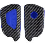 Θήκη Κλειδιού Αυτοκινήτου Volkswagen / Skoda / Seat KW Σκληρή με Κάλυμμα Σιλικόνης 3 Κουμπιά - Carbon / Blue / Black (56727.02)