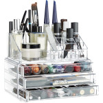 Θήκη Οργάνωσης Καλλυντικών Relaxdays Makeup Organiser και Μακιγιάζ με 3 Ράφια από Ακρυλικό - Transparent (10023137_50)
