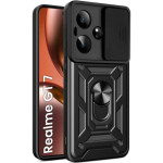Θήκη Realme GT 7 / GT 7T Bodycell Armor Slide Ανθεκτική με Κάλυμμα για την Κάμερα & Μεταλλικό Ring Holder - Black (5206015082535)