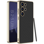 Θήκη Samsung Galaxy S25 Ultra Bodycell Plating Leather Backcover Σκληρή με TPU Bumper - Carbon Black (5206015084072)