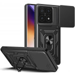Θήκη Xiaomi 14T Bodycell Armor Slide Ανθεκτική με Κάλυμμα για την Κάμερα & Μεταλλικό Ring Holder - Black (5206015080197)