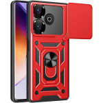 Θήκη Xiaomi Redmi 13 4G / Poco M6 4G / Poco M6 Plus 5G - Bodycell Armor Slide Ανθεκτική με Κάλυμμα για την Κάμερα & Μεταλλικό Ring Holder - Red (5206015079030)