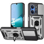 Θήκη Xiaomi Redmi 15C 5G Bodycell Armor Slide Ανθεκτική με Κάλυμμα για την Κάμερα & Μεταλλικό Ring Holder - Silver (5206015084379)