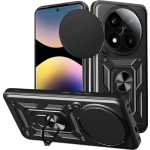Θήκη Xiaomi Redmi Note 14 Pro 4G Bodycell Armor Slide Ανθεκτική με Κάλυμμα για την Κάμερα & Μεταλλικό Ring Holder - Black (5206015081095)