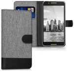 KW Θήκη Πορτοφόλι Alcatel A7 - Grey / Black Canvas (43267.22) 