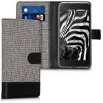 KW Θήκη Πορτοφόλι Wiko Harry - Grey / Black Canvas (43509.22) 