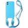 Bodycell Θήκη Σιλικόνης με Λουράκι Λαιμού - Apple iPhone 12 - Light Blue