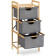 Navaris Bamboo Bathroom Shelf with Baskets - Σετ 3 Ράφια / Καλάθια Ρούχων / Άπλυτων από Μπαμπού για το Μπάνιο - 96 x 44 x 33 cm - Grey