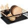 Navaris Dish Drainer Rack - Μεταλλική Πιατοθήκη / Στραγγιστήρι με Ξύλινες Λαβές - Black