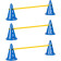 Navaris Dog Training Cone / Agility Equipment Set - Σετ Εμποδίων Εκπαίδευσης Σκύλου με 6 x Κώνους 30 x 23 cm & 3 x Κοντάρια 100 cm - Blue