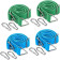 Navaris Flat Adjustable Bungee Cords with Carabiner Hooks - Σετ με 4 Flat Ελαστικούς Ρυθμιζόμενους Ιμάντες Πρόσδεσης / Τάνυσης Γενικής Χρήσης / Χταπόδι Αποσκευών με Γάτζους - Green / Blue