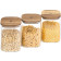 Navaris Glass Storage Jars 1L Set of 3 - Σετ 3 Γυάλινα Βάζα Αποθήκευσης με Καπάκι από Ξύλο Ακακίας - 1L - Clear
