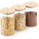 Navaris Glass Storage Jars 1L Set of 3 - Σετ 3 Στρογγυλά Γυάλινα Βάζα Αποθήκευσης με Καπάκι από Μπαμπού - 1L - Clear