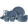 Navaris Linen Artisan Dinnerware - Κεραμικό Σετ Πιάτων Φαγητού με Κούπες 16 Τεμαχίων / Σερβίτσιο για 4 Άτομα - Smokey Blue