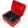 Navaris Lockable Cash Box - Χρηματοκιβώτιο / Μεταλλικό Κουτί Ταμείου με Κλειδί για Χαρτονομίσματα / Επιταγές και Κέρματα - 20 x 15 x 9cm - Red