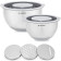 Navaris Stainless Steel Mixing Bowls and Graters - Σετ με 2 Μεταλλικά Δοχεία Φαγητού με Καπάκι και 3 Τρίφτες - Grey