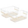 Navaris Wire Storage Stackable Baskets Set of 2 - Σετ με 2 Καλάθια Αποθήκευσης και Οργάνωσης για Κουζίνα / Μπάνιο από Μέταλλο & Ξύλο Πεύκου - 16.5 x 31 x 14 cm - White