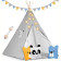 Παιδική Σκηνή Teepee Nukido Kids Tipi Tent NK-400 Ινδιάνικη με 3 x Μαξιλάρια / Γιρλάντα & Φωτάκια Gray