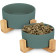 Σετ με 2 Μπολ Φαγητού και Νερού Navaris Danish Design Bowl Set για Κατοικίδια με Βάση από Μπαμπού - 850ml - Green / Brown