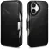 Θήκη iPhone 16 iCarer Vintage Series Side-Open Flip Σκληρή Δερμάτινη με MagSafe Black