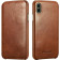 Θήκη iPhone X / XS iCarer Vintage Series Curved Edge Flip Δερμάτινη Brown