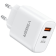 Veger TC650 Fast Charger - Ταχυφορτιστής Ταξιδιού / Αντάπτορας Με 1x Type-C / 1 x USB-A - 65W - White