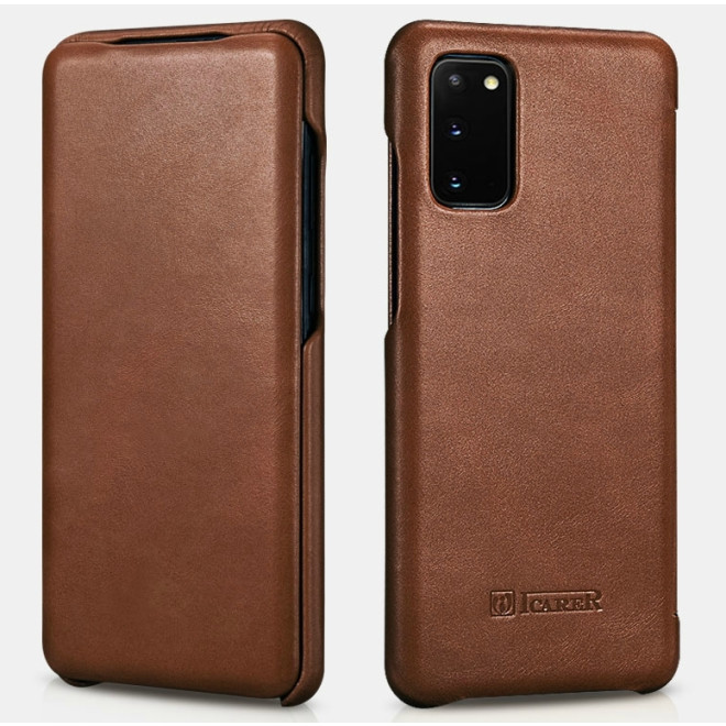 iCarer Vintage Series Curved Edge - Δερμάτινη Θήκη Samsung Galaxy S20 - Brown 