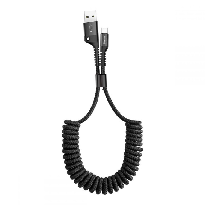 Baseus Fish Eye Spring Data Cable - Καλώδιο Φόρτισης και Μεταφοράς Δεδομένων USB σε Type-C - 2Α - 1m - Black