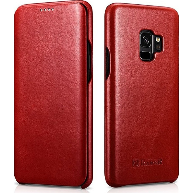 iCarer Vintage Series Curved Edge - Δερμάτινη Θήκη Samsung Galaxy S9 - Red 