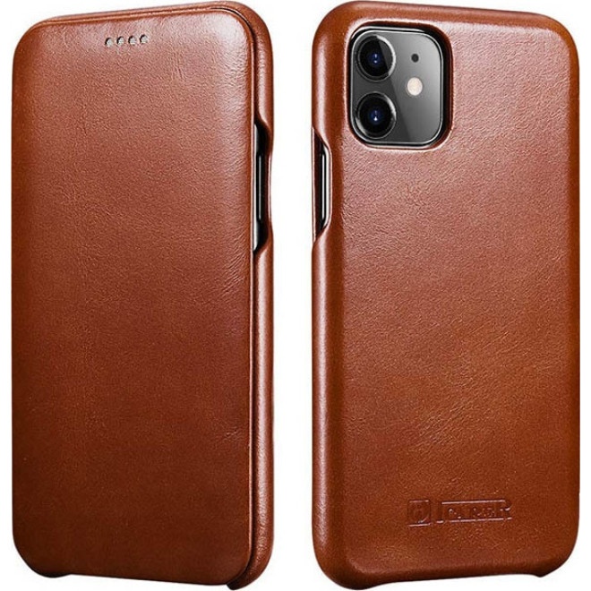 iCarer Curved Edge Vintage Folio - Δερμάτινη Θήκη iPhone 11 - Brown