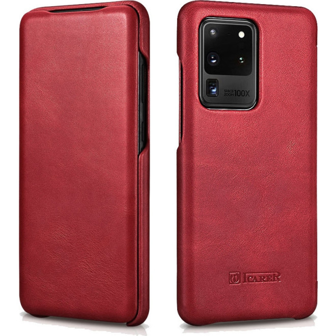 iCarer Vintage Series Curved Edge - Δερμάτινη Θήκη Samsung Galaxy S20 Ultra - Red