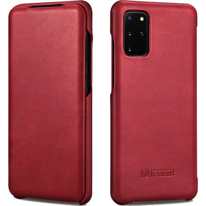 iCarer Vintage Series Curved Edge - Δερμάτινη Θήκη Samsung Galaxy S20 Plus - Red 