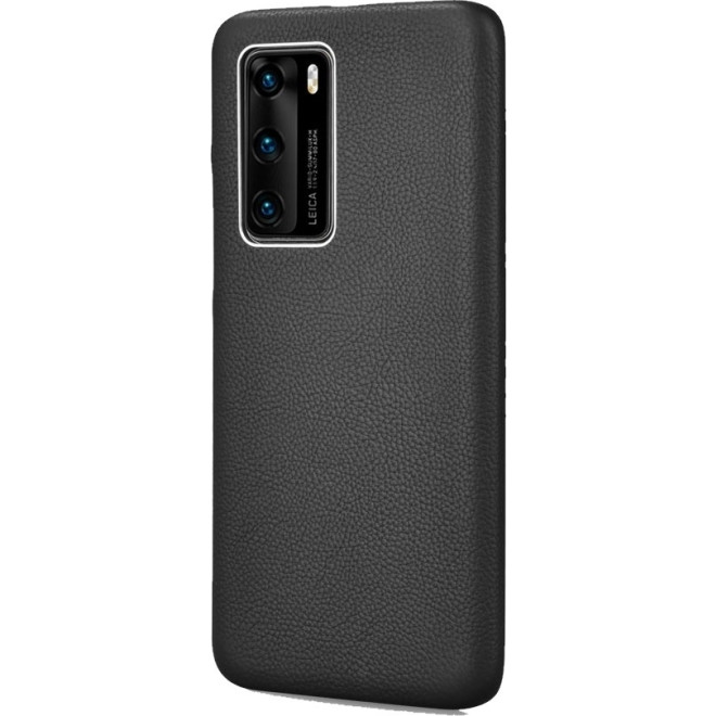 iCarer Grained Series Δερμάτινη Σκληρή Θήκη Huawei P40 Pro - Quiet Night Black