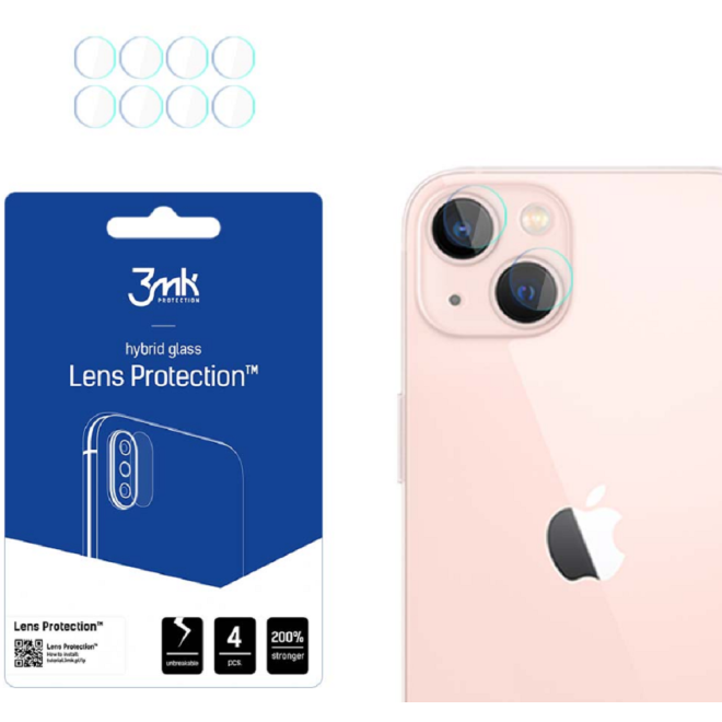 3MK Hybrid Glass Camera Protector - Αντιχαρακτικό Υβριδικό Προστατευτικό Γυαλί για Φακό Κάμερας Apple iPhone 14 Plus - 4 Τεμάχια
